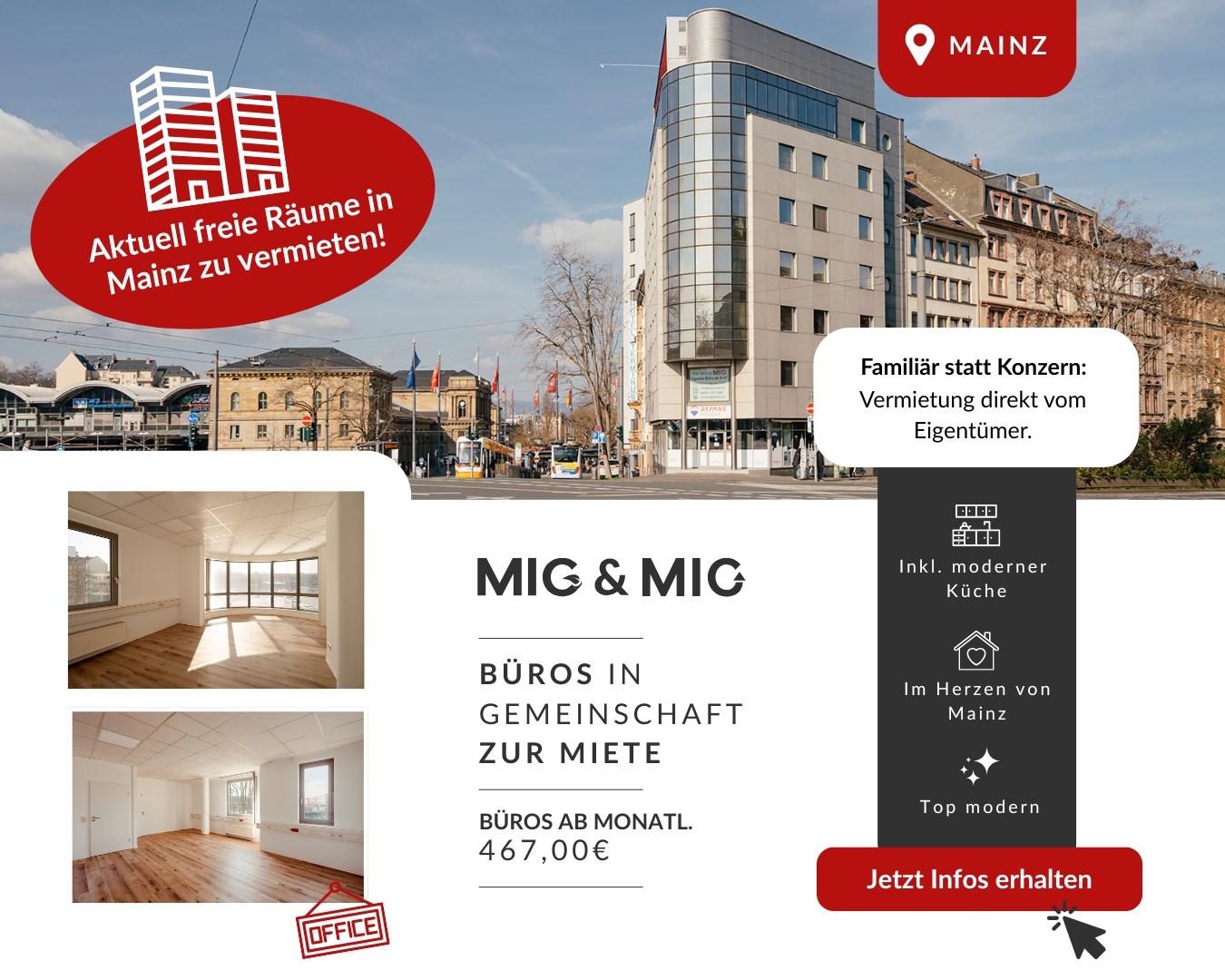 Freie Räume in Mainz zu vermieten